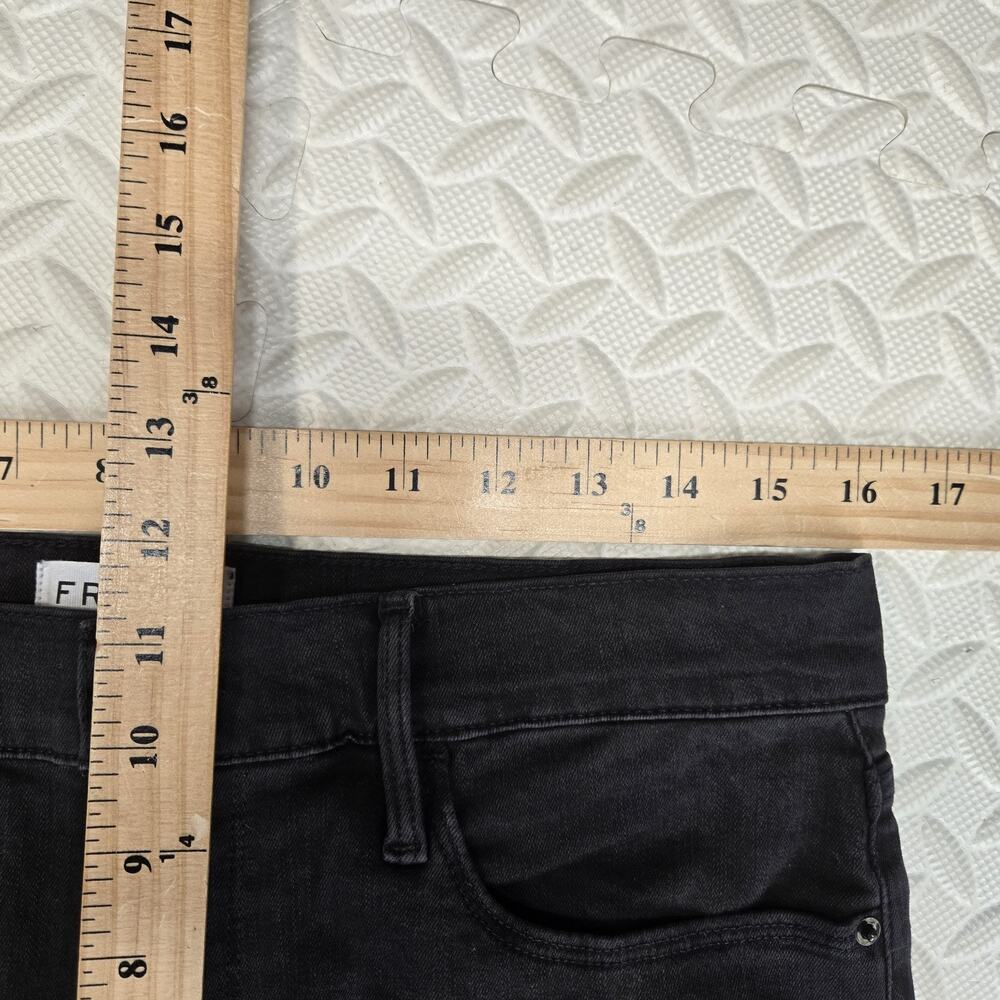 Frame Denim Jeans Womens 31 Le Crop Bell Black Flare Bellbottom Stretch Bohemian - Picture 12 of 13